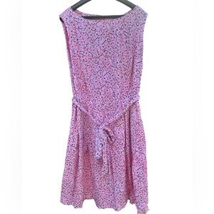 Anne Klein Pink Floral Sleeveless Tie-Waist Dress Size 20W Plus
